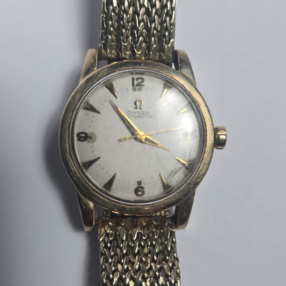 Vintage 1950s Omega Seamaster Automatic Bumper 14k Gold Capped Date Calendar Wat